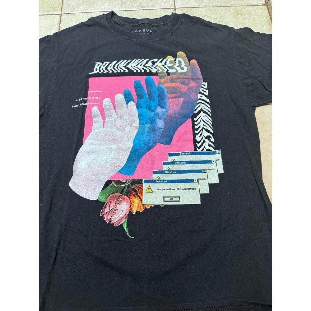 Pacsun "Brainwashed" Black t-shirt, Unisex Size Medium